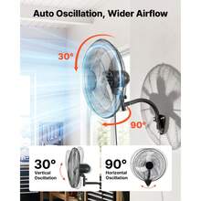 Wall Mount Fan, 20 In Wall Mounted Hanging Fan Oscillating, 3-Speed, Long Airflow Distance, Adjustable Rotation Angle, Mechanical Powerful For Industry, Commercial, Garage, Workshop, Gym, 2 Pack - 20 In 2 Pack - View 3