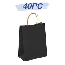 10/25/40pc Black Gift Bags With Sturdy Handles, Reusable Small To Medium Paper Shopping Bags, Suitable For Retail, Birthday Parties, Halloween, Christmas, Handmade Crafts And Gift Wrapping - View 15