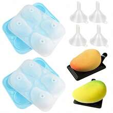 3D Mango Shaped Silicone Cake Mold, 4‑Cavity Two‑Tone Fruit Mousse Mold, Durable Non‑Stick Decorating Mold For Cake, Dessert, Chocolate, Mousse Making - Multicolor - View 1