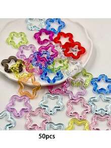 10/20/50pcs Colorful Transparent Hollow Pentagram Acrylic Star Pendants With Hole, DIY Keychain Charms Jewelry Making Accessories - Acrylic Star - View 9
