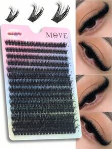 280PCS D Curl Mixed DIY Eyelash Extension,Soft Lightweight Reusable False Lashes,Cluster Lashes,Individual Eyelashes,Fluffy Wispy Lashes,Natural Look,Suitable For Beginners,Perfect For Daily Makeup,Wedding,Party,Travel,Halloween,Christmas - D - View 1