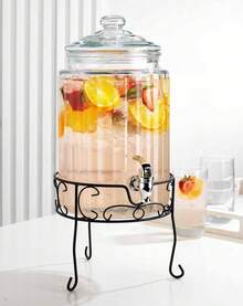 2 PACK 1.5 Gallon Drink Dispenser, Glass Beverage Dispenser With Elegant Stand Stand, Drink Dispensers For Parties With Spigot 100% Leakproof. Perfect For Parties And Daily Use - View 3