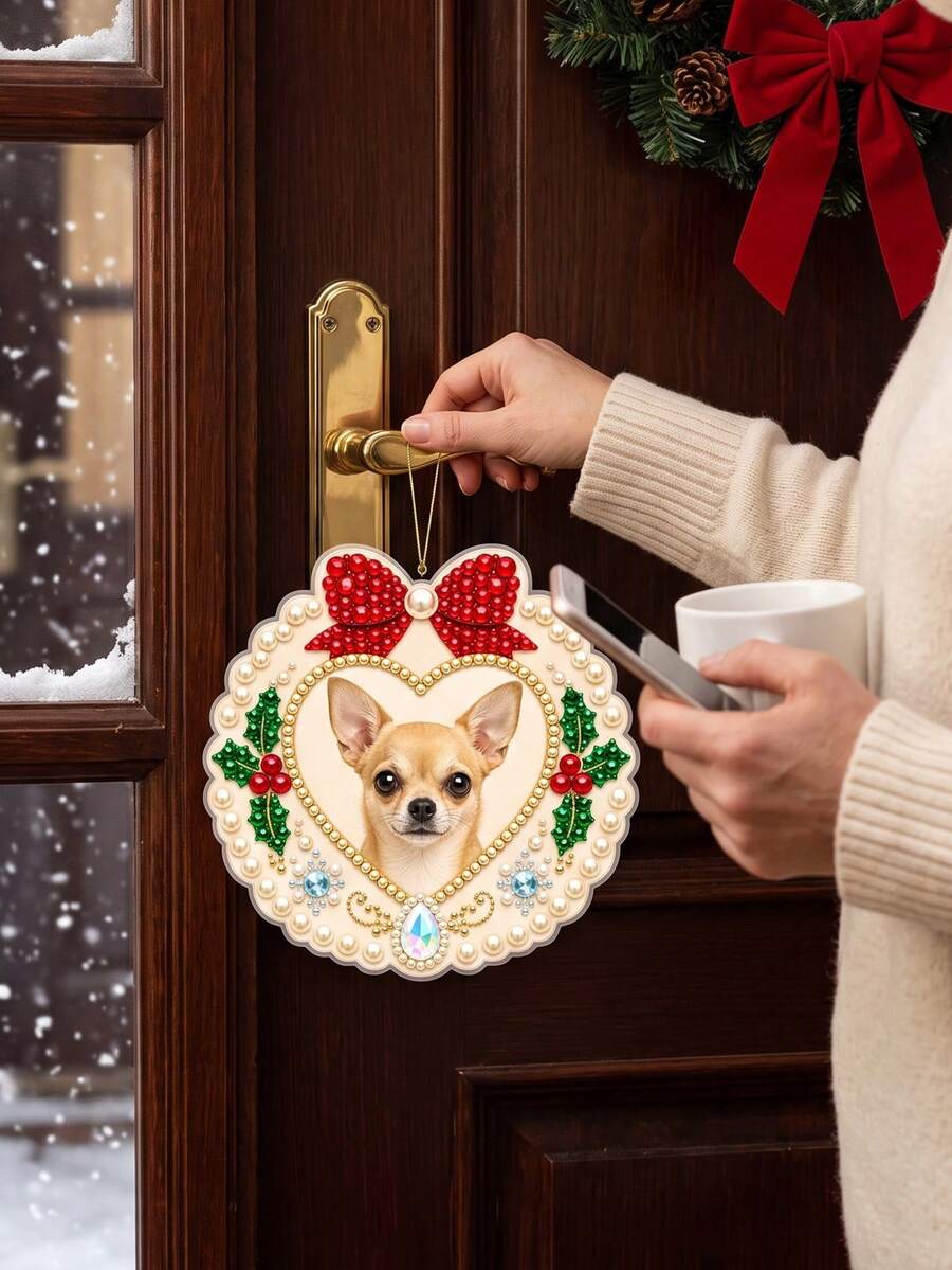 Custom DIY 3D Pearl Painting Pet Dog Photo Hanging Decor, Diamond Painting Suncatcher Home Christmas Decoration, Handmade Gift For Women