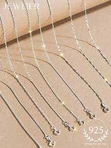 1pc Minimalist Design Layered S925 Sterling Silver Necklace, Delicate Jewelry, Suitable For Daily Wear, Gift - Silver - View 1