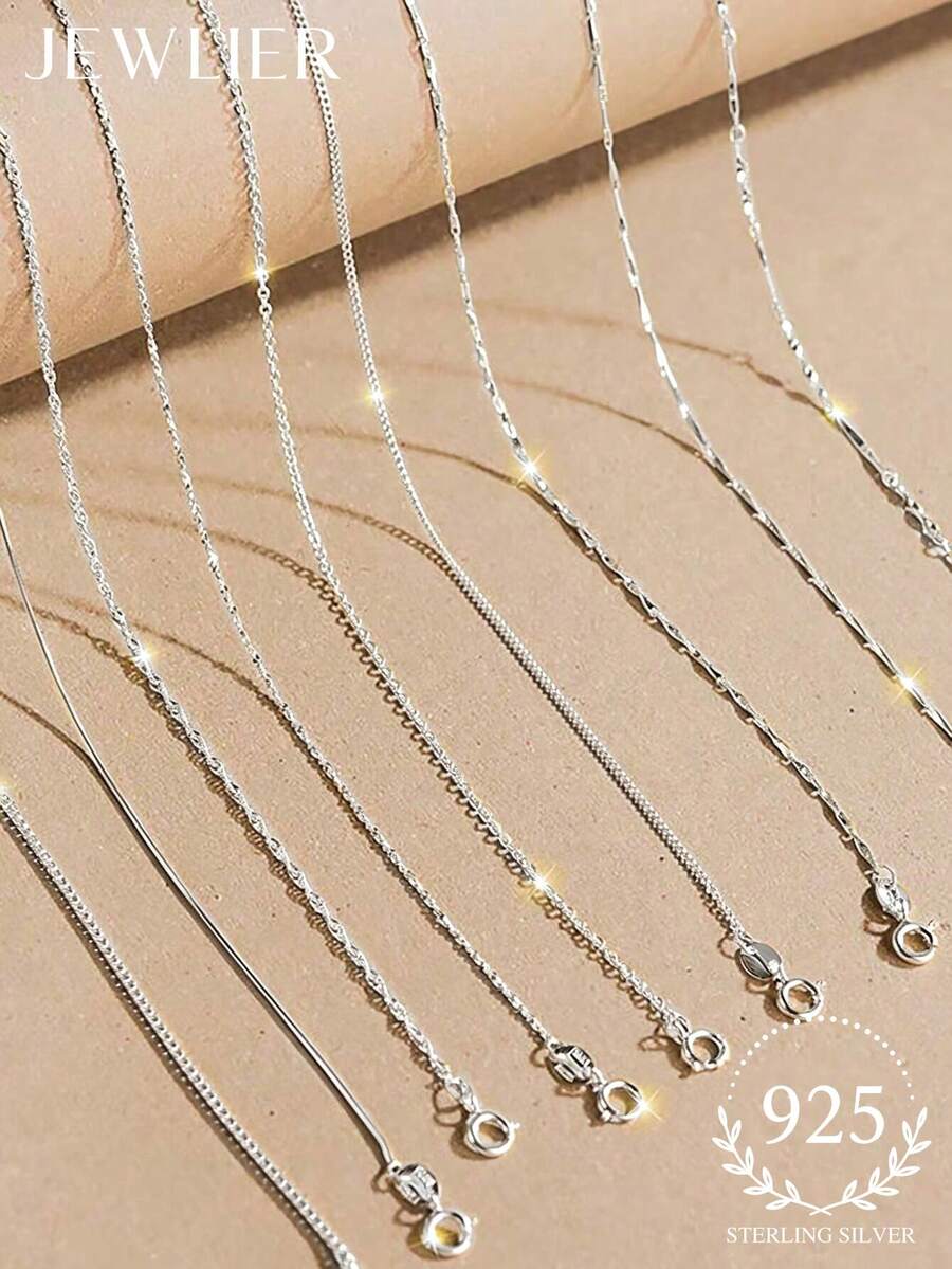 1pc Minimalist Design Layered S925 Sterling Silver Necklace, Delicate Jewelry, Suitable For Daily Wear, Gift - Silver - View 1