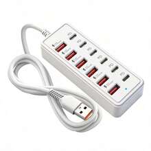 66W Fast Charging Power Outlet Adapter, 12-In-1/8-In-1 25W Fast Charging Power Outlet Adapter, Suitable For Wall Or Desktop Use, Supports USB Type-C Fast Charging Function, Features Multiple Interfaces And Charging Modes. USB Hub Converter USB Extension Outlet - View 10