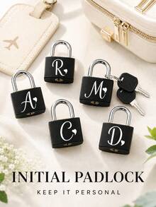 Portable Small Plastic Luggage Lock With White Heart Pattern And A-Z Letters, Includes 2 Keys. This Mini Metal Key Lock Is Suitable For Travel Bags, Backpacks And Suitcases, And Is An Ideal Gift For Back To School Or Graduation Season. - Multicolor - View 1