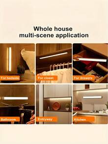 1pc LED Motion Sensor Light 10/20/30cm USB Rechargeable Night Light Cabinet Light Wall Light Kitchen Light Stair Light Bathroom Light Bathroom Night Light With Magnetic Adhesive Backing Portable Sensor Night Light - Yellow - View 5