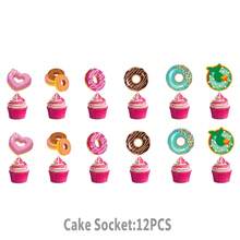 This 28-Piece Party Decoration Set Features A Donut Theme And Includes 15 Pennants, 12 Small Props, And 1 Large Prop. It Is Perfect For Decorating And Serving As A Photo Backdrop For A Dessert-Themed Birthday Party. - A - View 14