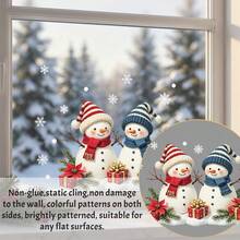 1pc Cartoon Snowman Christmas Window Decal, Snowman Snowflake Glass Decal, Removable And Reusable Window Decal, Suitable For Winter Holiday Decorations In Living Rooms And Store Windows - Multicolor - View 10