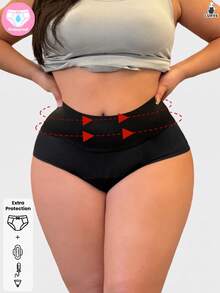 3 Packs Women's Plus Size Menstrual Knickers High Rise Waterproof Briefs Leak Resistant Postpartum Wear - Multicolor - View 2