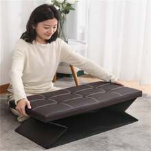 Foldable Storage Ottoman Stool, Padded Multi‑Purpose Bench, Waterproof Easy‑Clean Footrest Seat For Home Bedroom Living Room Office - Black - View 9