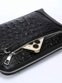 gorchis New Men's Crocodile Embossed Large Capacity Business Clutch Bag With Password Lock Anti-Theft PU Leather Handbag - Black - View 11