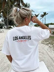 Loose-Fitting Women's T-Shirt "Retro California Vibes" - Comfortable, A Must-Have For Summer And Leisure Outfits. - White - View 2