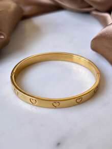 1件極簡不鏽鋼金色圓環手鍊，女性防水飾品 - 手鐲A - 查看 2