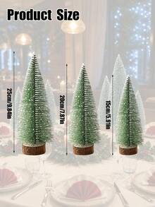 9pcs Mini Christmas Tree Artificial Christmas Decorations, Desktop Decor For Christmas Party, Holiday Home Handmade Decoration, Winter New Year Room Living Room Decor - Green - View 10