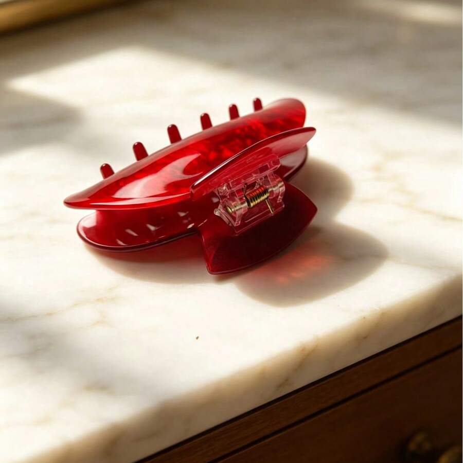 1pc Red Acetate Elegant Women's Hair Claw Clip - Multicolor - View 1