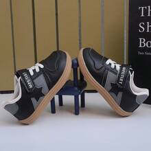 Vintage Black Athletic Shoes With Hook And Loop Closure, Easy To Put On And Take Off, Non-Slip, Durable, Lightweight And Wear-Resistant - Black - View 3