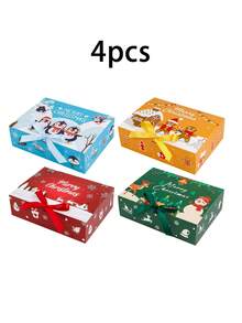 24/12/4 piezas/1 pieza Cajas de regalo de Navidad, cajas de papel con dibujos animados, cajas de regalo para fiestas y vacaciones, cajas decorativas para envolver regalos, cajas de regalo de papel de Navidad. Juego de cajas de regalo de Navidad grandes vacías, cajas decorativas para regalos de galletas, manzanas y caramelos de Papá Noel - Multicolor - Ver 11