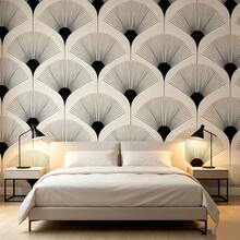 1 Roll Classic Fan-Shaped Self-Adhesive Vinyl Wallpaper, PVC Seamless Peel And Stick Decorative Film, Waterproof And Moisture-Proof Wall Sticker, Removable, Easy Installation, Durable, Suitable For Kitchen, Dining Room, Bedroom, Living Room, Furniture Renovation, Rental Home Decor, Pattern Aligned - Multicolor - View 12