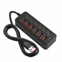 Upgraded Black 12-Port USB Fast Charging Station - 6*Type-C PD + 6*USB-A, Each Port Up To 25W Output, Compact Design, High-Speed Charging, Suitable For Laptops/Tablets/Multiple Devices, A Fast Charger Designed For Multiple Devices - View 11
