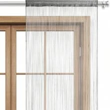 Grey Thread Curtain, Dimensions 90 X 245 Cm, Can Be Shortened, With Rod Pocket - Grey - View 7