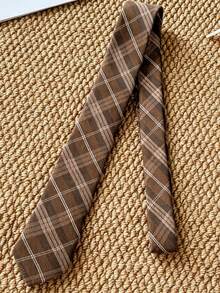 1PC Men's Fashion Striped Checkered Business Style Versatile Tie, Gift Option - Brown - View 5