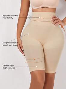 Women's Plus Size Tummy Control Butt Lifting Shaping Shorts, Suitable For Daily Wear Or As Undergarments - Apricot - View 2