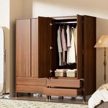70.9 Tall Freestanding Wardrobe Closet With 2, 2 Large Drawers And Hanging Rod, Large Capacity Clothing Storage Cabinet Bedroom Room, Walnut - Walnut - View 8