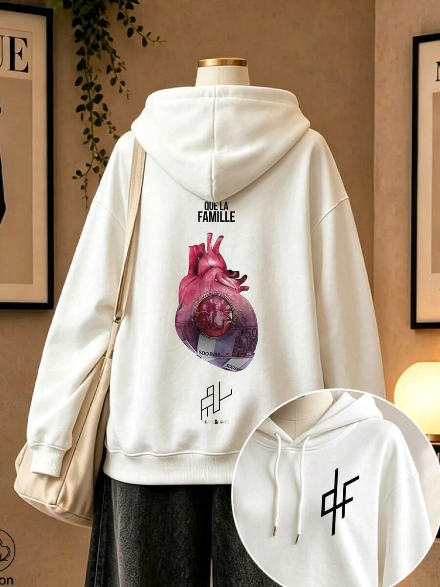 Women's Crew Neck Sweatshirt, Travel Hoodie With Pocket, Cotton T-Shirt, Basic Autumn-Winter Sweatshirt For Women - White - View 1