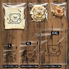 100pcs Cartoon Pattern Self-Adhesive Transparent Bread Packaging Bags, Baking Snack Packaging Bags, Snack Storage Bags, Cookie Packaging Bags, Suitable For School Supplies, Food Bags, Food Boxes, Also Suitable For Candy, Chocolate, Cookies And Other Packaging, Essential For Baking Shops, Essential For Home. - Multicolor - View 5