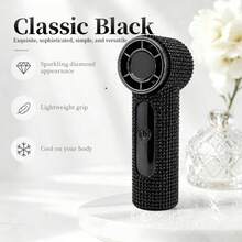 New Turbo High-Speed Handheld Fan, Rhinestone Decor, 100-Speed Wind Adjustment, Essential For Outdoor Travel Activities, Powerful Wind Long Battery Life Portable Mini Fan, 1200mAh - Handheld - View 12