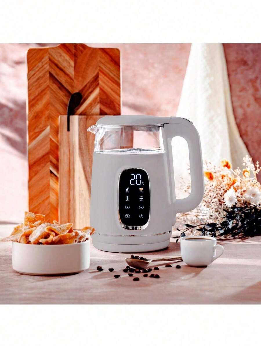 CAMRY Glass Electric Kettle With Temperature Control & LED Display, Smart Kettle - 1.7L, 40-100C Range, Touch Panel - EU E Type Plug(220-240V) - View 1