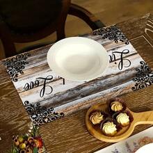 1/4/6pcs Autumn Series Vintage Lace Wood Grain Pattern Printed Placemats, Heat-Resistant Table Mats For Home Kitchen/Dining Table Protection, Kitchen Party Scene Decoration - Multicolor - View 12