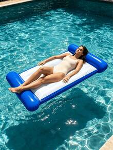 chongqishuishangfuchuang 1 pieza Flotador inflable, diseño minimalista de doble tubo, unicolor, material PVC, adecuado para agua, piscina, playa, fiesta temática, flotador inflable de agua, asiento de descanso en el agua, objeto flotante inflable, bomba de aire se vende por separado - Cama flotante de doble tubo de color sólido - Ver 4