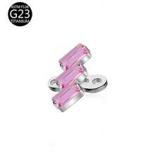 1Pc Pink Series G23 Titanium CZ Inlaid Dermal Anchor Hypoallergenic Body Piercing Jewelry For Daily Wear - Pink - View 19