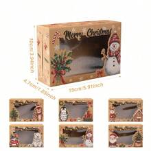 36/72/108pcs Party Box Packs, Christmas Gift Boxes With Window, Santa Claus Snowman Design Rectangular Kraft Paper Mixed Gift Boxes, Christmas Gift Packing Boxes, Merry Christmas Table Decor, Includes Christmas Stickers - Multicolor - View 5