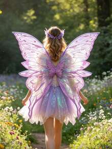 Glittery 8-Leaf Fairy Butterfly Wings, Suitable For Adults Halloween Party Cosplay As Princess, Fairy, Elf And More - Multicolor - View 7
