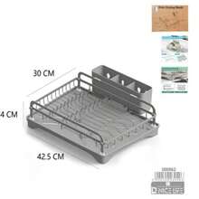 Iron Dish Drainer Rack For Kitchen Counter, Plate Holder And Utensil Storage Shelf, White Black Grey Color Options - View 13
