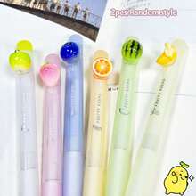 2/6pcs Fruity Collection Erasable Blue Ink Pens, Summer Fruit Scented Fresh Fragrance, Retractable Neutral Ink Pens, Cute Cartoon Design For Study And Practice - Fruit-scented Pens - View 9