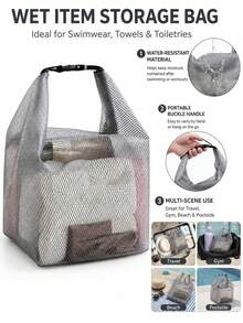 2pcs Waterproof Travel Storage Bags, Dry & Wet Separation Tote Shopping Bags, Large Capacity Swimming Beach Pool Gym Bag, Suitable For Towels, Toiletries And Vacation Essentials - Multicolor - View 2