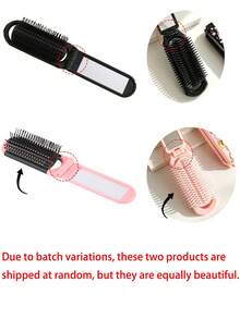 Cute Cat Print Folding Comb With Mirror, Portable Pocket Travel Hairbrush, Foldable Mini Styling Detangling Comb, Compact Hair Styling Tool For Women, Girls, Teens, Suitable For Daily Hair Care, Outdoor Travel, Vacation, Bag Carry, Dorm Use, Holiday And Birthday Gift - Multicolor - View 10