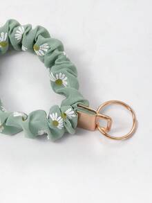 Sweet Women's Daily Gift Chiffon Printed Elastic Hair Tie Wrist Keychain, Multi-Purpose Key Holder And Bag Charm, Suitable For Keys, Phones, ID Badges, Great For Holiday Gifts - Multicolor - View 4