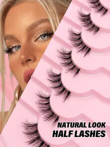 Asiteo 7 Pairs Half Eye Lashes Cat Eye Fox Eye Lashes, Elongated Outer Corner Eyelashes, Reusable Use False Eyelashes, Soft Wispy 3d Faux Mink Lash Extension Makeup,Lashes,Fake Lashes - Black - View 1