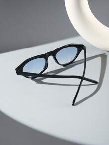 1 PC Men Casual Street Style Geometric Fashion Glasses Soft Tinted Lens Classic Black PC Frame Lightweight For Daily Commute Outdoor With Glasses Box - Multicolor - View 9