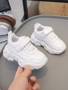 Soft Sole Non-Slip Kids' Sports White Sneakers, Korean Style Spring/Autumn New Casual Versatile Thick Sole Chunky Sneakers For Girls - White - View 4