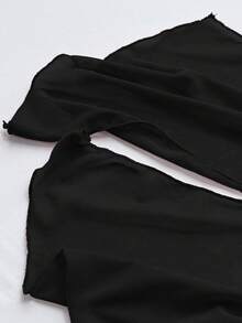 女款長款優雅抹胸晚禮服－透視網紗大裙擺極簡晚宴禮服 - 黑色 - 查看 6