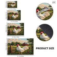 1pc Rooster And Farm Pattern Kitchen Absorbent Drying Mat, Country Pastoral Style, Suitable For Kitchen Countertop, Coffee Machine, Dining Table And Daily Home Decor - Multicolor - View 7