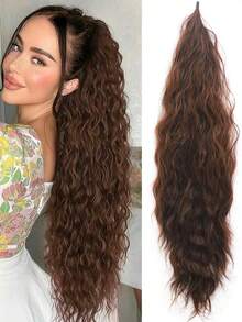  28 Inch Wrap Around High Ponytail Extension Long Wavy Curly Synthetic Hairpiece Natural Fluffy Ponytail Hairstyle For Women - Multicolor - View 12