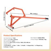 Timberjack Mango de 1219 mm de Acero Resistente Elevador de Troncos con Gancho de Inclinación Ajustable Gato para Troncos de Diámetro Máximo 63,5cm Gato para Cortar, Rodar y Levantar Troncos - Naranja - Ver 11
